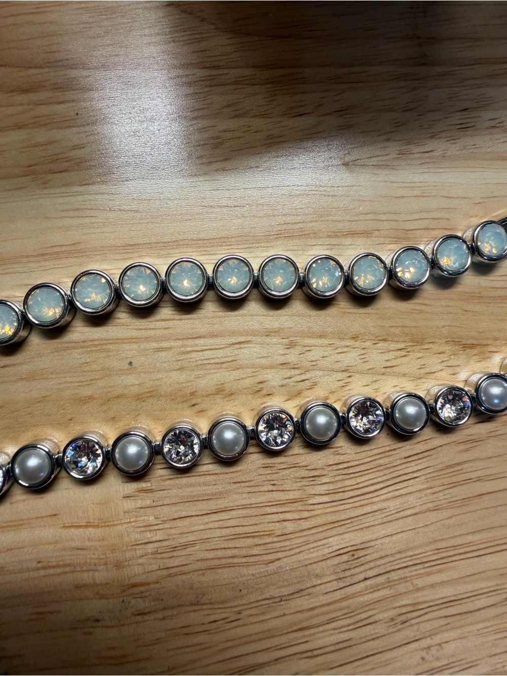 Opal & Pearl Silver-Tone Ice Bracelets - White Opal & Pearl Touchstone Crystal